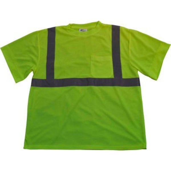 Petra Roc Inc Petra Roc Short Sleeve T-Shirt, ANSI Class 2, Polyester Birdseye Mesh, Lime, M LTS2-M